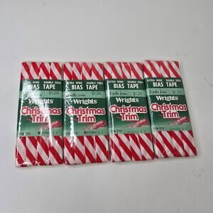 Vintage Wrights CANDY CANE (4) Christmas Trim Extra Wide Double Fold Bias Tape